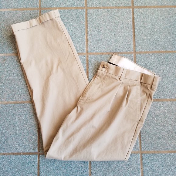 George Men's Pleated Tan Pants Khakis 36 x 32 - Picture 2 of 6